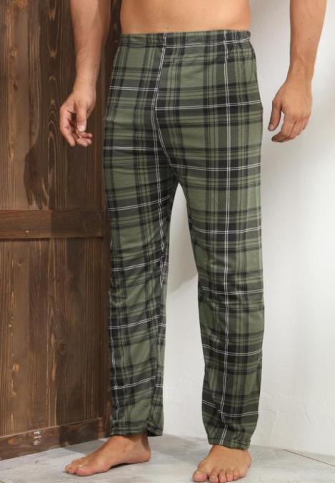Pantaloni de Pijama ,Big Size ,Barbati ,Culoare Verde Inchis cu Alb,Engros